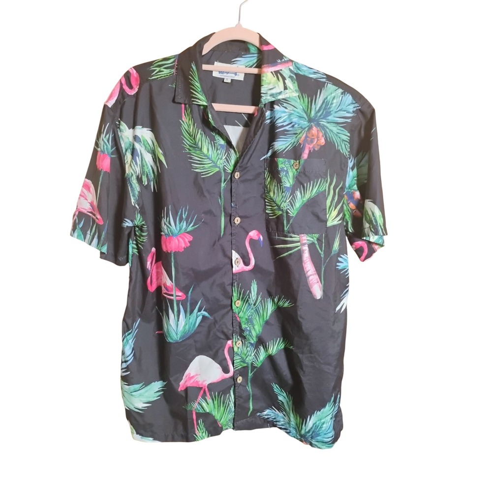 Uzzi‎ Amphibious Gear Men’s Flamingo Tropical Button Down Shirt Size S